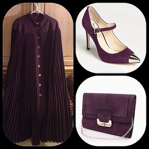 Chic and stylish eggplant pleated cape